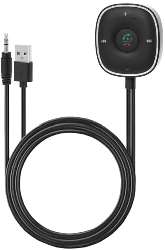 QWORK Aux Bluetooth 5.4 biladapter, Bluetooth-mottagare med 3,5 mm kontakt, för bilstereo