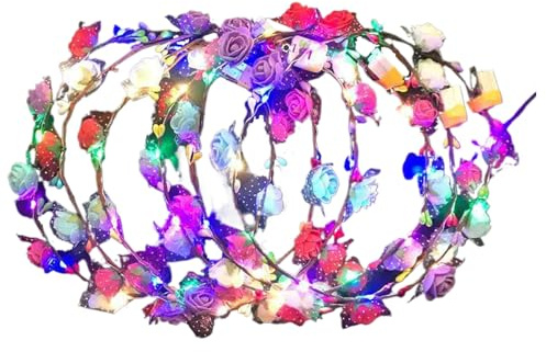 Ranley Tiara Corona de Flores,Guirnaldas Iluminadoras Coronas Florales | Accesorios Capilares Festivos Modernos para Cumpleaños Fiestas Playa Disfraces Halloween
