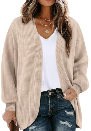 Chicrise Cardigan Donna Lungo Autunno Maglioncino Leggero Aperto Spolverino Casual Morbido