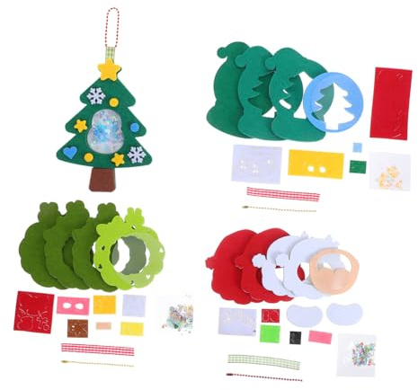 ARTSEWPLY 4 Stück Weihnachtsschmuck Weihnachtsbaum anhänger selber Machen DIY Santa Claus Ornament Feiertagsweihnachtsdekoration Urlaub hängende Dekoration Mini-Weihnachtsbaumschmuck Vlies