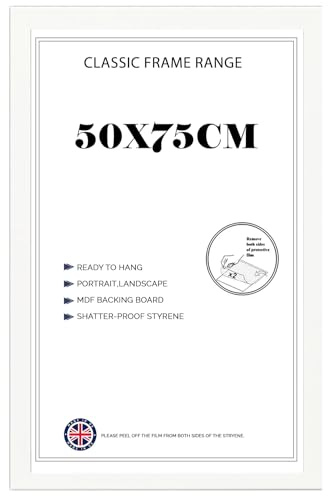 Modern Finish Poster Frame (50 x 75 CM) Jigsaw,Wall Art Print | 500 x 750 mm Decor for Home & Office | Vertical/Horizontal Mdf Wood Hd Front 29X19 Inch [ White ]