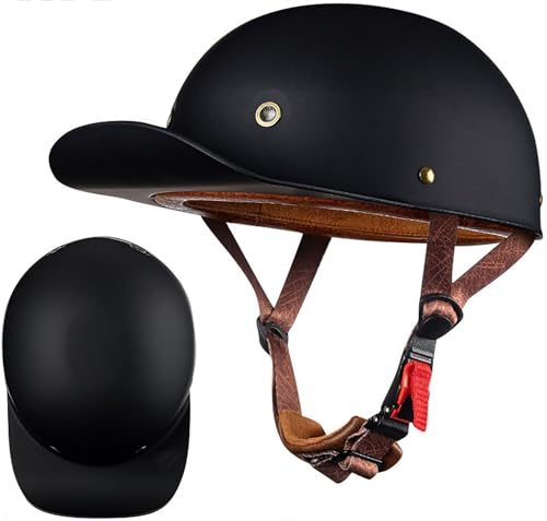 Casque Moto Vintage Casques Jet avec Visière Casques Bols Homologué Dot/ECE Casque Mobylette avec Lunettes Rétro Demi Casque Moto Vélo Scooter Chopper pour Adultes Homme Et Femme 9,M