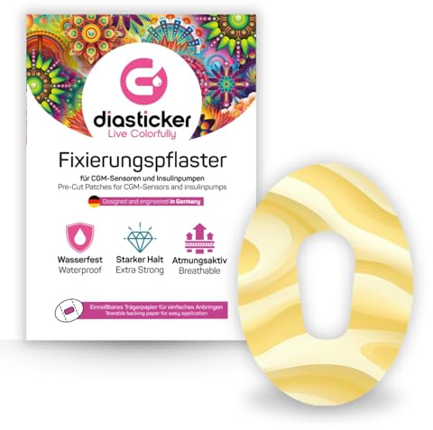 Diasticker | plåster för Dexcom G6-sensor (5 stycken, Buttercream) | vattentät – hudvänlig – andningsaktiv – starkt grepp | självhäftande fixeringsplåster, sensorfixering