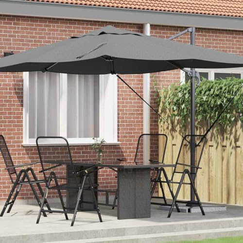 Cantilever Parasol rectangulaire 351 x 250 cm, pour terrasse extérieure, protection UV, protection solaire, inclinable et rotatif, jardin, balcon