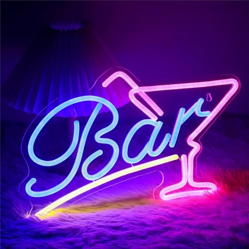 Mapille LED Bar Schild Neon, USB betrieben, 38x23 cm, Dimmbar 10 Stufen, Acryl Rückplatte, Wanddeko für Hausbar, Cocktailbereich, Party, Restaurant, Club, gemütliche Atmosphäre