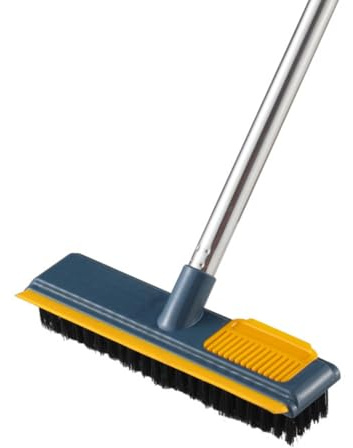HINTRMENT Pet Hair Sweeping Brush with Scraper Dual Use Design Abs Material and Telescopic Long Handle for Hardwood Floors and Tiles Efficient Floor Cleaner