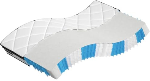 QUAHEAS madrass med fickfjäderkärna Medium Plus 90 x 200 cm med 7 liggzoner, ventilerande tyg, vändbar och ergonomisk för lugn sömn i sovrummet, inklusive skum och isolerande skikt