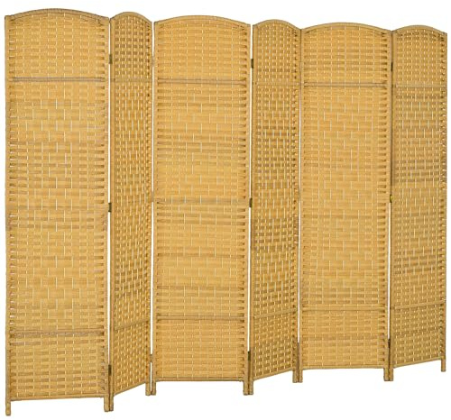HOMCOM Paravent 6 delar 270 x 180 cm, vikbar rumsavdelare natur