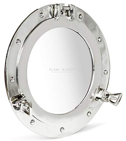 Nagina International Metal Crafted Nickel Plated Aluminum Porthole Bathroom Decor Mirror (8 Inches)