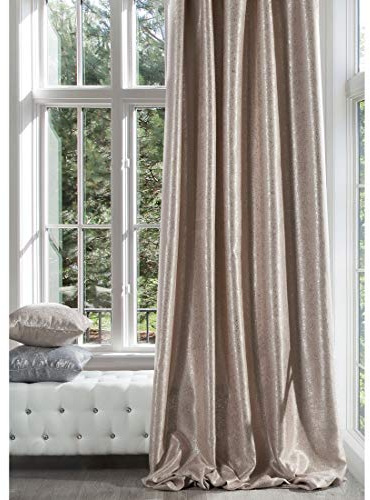 Eurofirany Blickdicht Vorhang Rosa mit Silberdruck Kräuselband Schimmernd 230 g/m2 140x270 cm 1 STK. Glamour Wohnzimmer Schlafzimmer