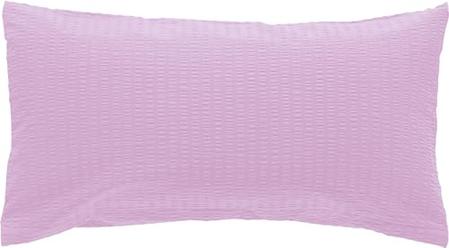 Erwin Müller Kissenbezug, Kissenhülle Seersucker Uni Serie Rosenheim Flieder Größe 40x80 cm - pflegeleicht, bügelfrei, mit Reißverschluss