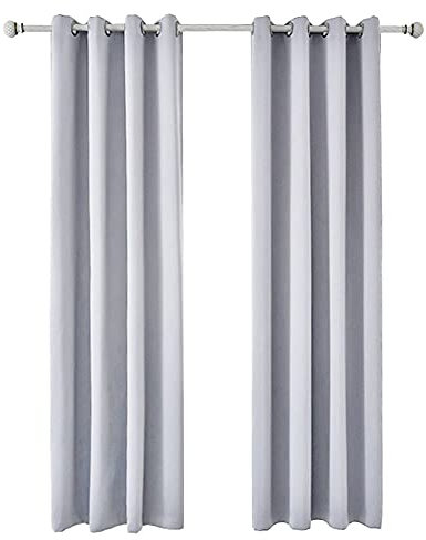 Ancllo - Set di 2 tende oscuranti in tinta unita, isolanti termici, per porte scorrevoli, 150 x 200 cm, colore: grigio