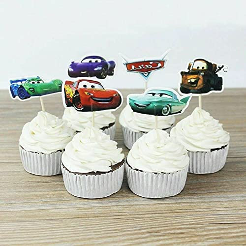 ATL Creation 24 Pcs Set Birthday Cake Decoration For Birthday Cars Cake Toppers, Cupcake Toppers Decorations