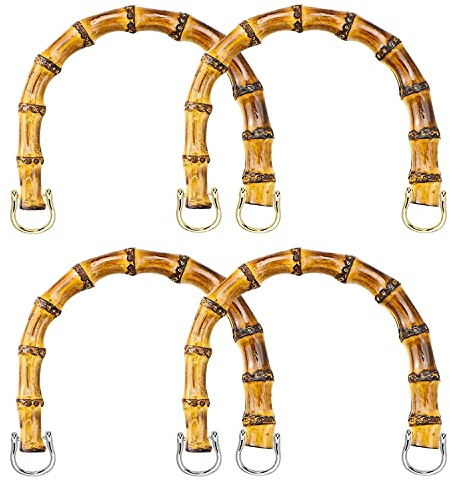 4 Stück Handtaschengriffe aus Bambus, Taschengriffe Bambus Handtasche Henkel, Griffe für die Herstellung von Taschen, Ersatzgriffe,für Bastelarbeiten, Taschen (U-Form)