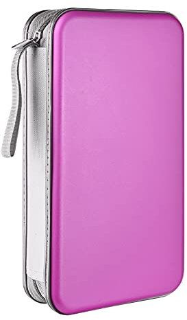 LIOVODE DVD-Tasche,96 Kapazität CD-Hülle Halter Lagerung Veranstalter Hartplastik Schutz Disc-Geldbörse für Auto (96 Kapazität, Violett 96)