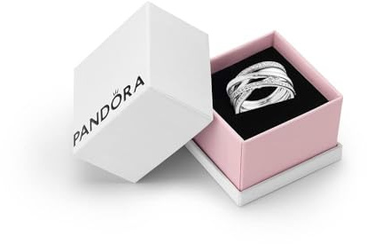 PANDORA Timeless Women's Sterling Silver Entwined Cubic Zirconia Ring, Size 54, With Gift Box