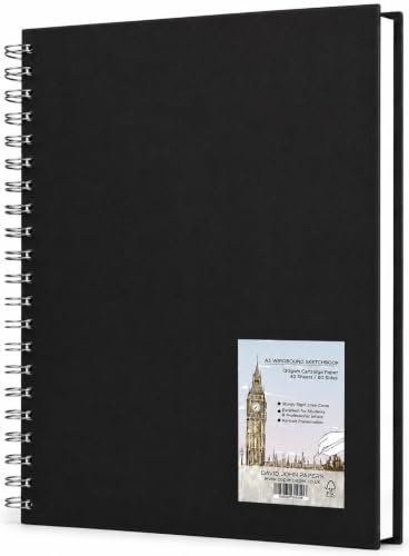 DJP Skizzenbuch, A3, Hochformat, fester Einband, Spiralbindung, Hochformat, Skizzenbuch zum Zeichnen und Skizzieren, 130 g/m² Zeichenpapier, 80 Seiten (40 Blatt)