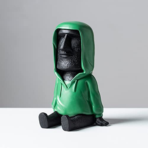 LGYKUMEG Heimdekoratio Moai-Statue Auf Der Osterinsel,Multifunktionale Wohnzimmer Dekoration,Handy Ständer,Stift Halter,Heimbüro, Desktop-Dekoration Ornament,Schwarz,8.5 * 9.5 * 14cm