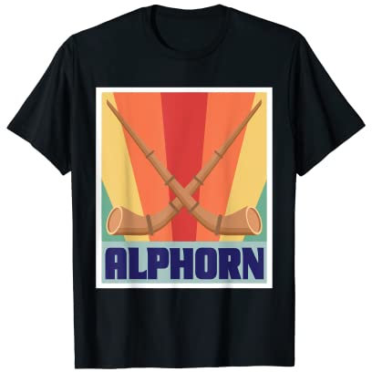 Alphorn Retro Musikinstrument in Schweiz Alpen Souvenir T-Shirt