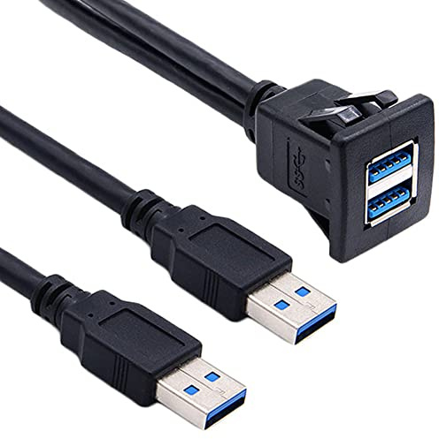 Bolwins I05C USB 3.0 Verlängerungskabel für Armaturenbrett – 2 x USB 3.0 Stecker auf Buchse, Einbaubuchse für Auto, Boot, Motorrad