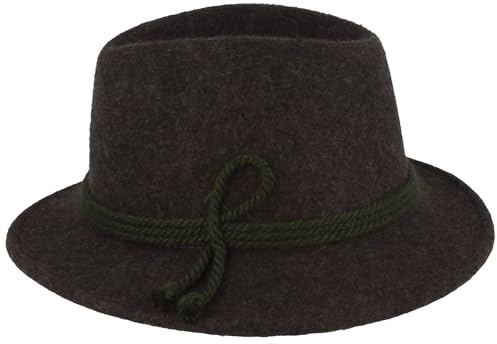Breiter Sombrero tradicional infantil con cabeza puntiaguda para niños pequeños de lana 100% – Hecho en Austria – Cordón de seda de 3 capas para niñas y niños en 3 colores, antracita, 53