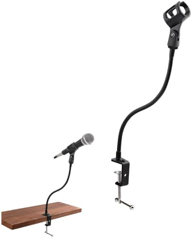 Bras de Microphone Flexible et Réglable à 360° - Support Universel en Col de Cygne pour Bureau avec Pince - Économie d'Espace sur Table