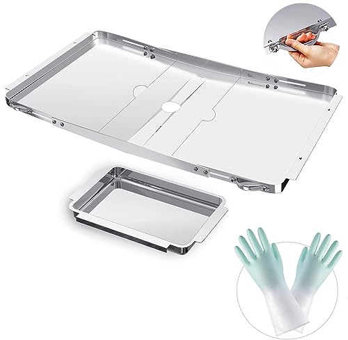 Grill-Fettwanne Ersatz mit Auffangwanne, verstellbar, universal, 63,5 cm - 86,4 cm, Grill-Tropfpfanne, Ersatz-Fettwanne aus Edelstahl für Gasgrill Dyna Glo, Nexgrill, Kenmore, Expert Grill, BHG und