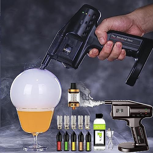 REHOOF Cocktail Bubble Maker, Kit De Fumeur De Cocktail, Pistolet À Fumée Froide Portable Pistolet À Fumer Portable Smoke Infuser Gun Kit, avec Liquide À Bulles Et Huile Essentielle