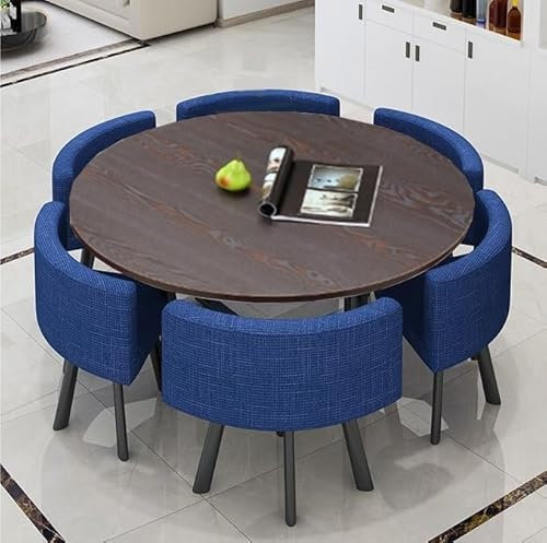 EpuzeR Esstisch mit 6 Stühlen,Moderner Konferenztisch Schreibtisch Couchtisch Küchentisch Bartisch mit Barhocker Set(Blue 2)