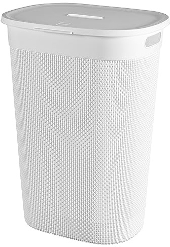 Keter Curver - Cesta para la colada de baño, color blanco, capacidad de 55 litros, 70% reciclado, 45 x 35 x 61 cm