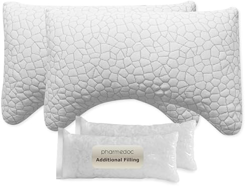 PharMeDoc Oreiller - Coussin de nuque - Oreiller en mousse à mémoire de forme, oreiller de sommeil confortable pour le cou - (lot de 2)