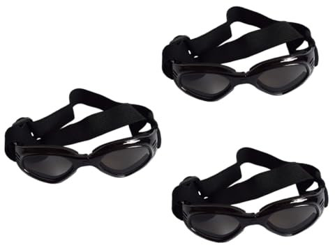 Beavorty 3stücke Hundebrille Für Hunde Und Katzen Uv-Schutz Winddicht Wasserfest Anpassbare Sonnenbrille Für Haustiere Schwarz Für Outdoor-aktivitäten Und Schutz Vor Schmutz