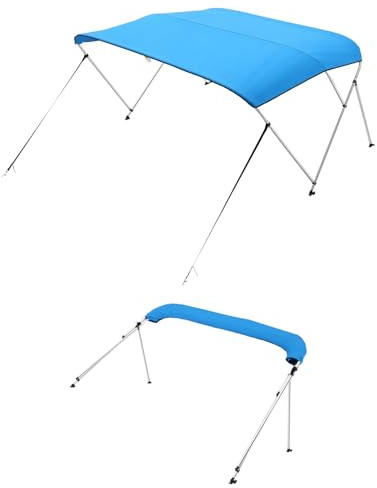 VEVOR Bimini para Barco con 3 Arcos 182x117x170-182 cm Toldo de Sol Estructura de Aleación de Aluminio y Toldo de Poliéster 900D Toldo Plegable Duradero para Velero Bañera Barco, Azul Pacífico