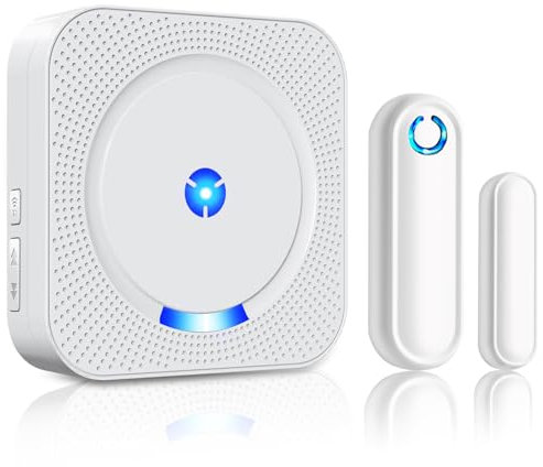 Tür Fenster Sensor Fensteralarm Türalarm Funkklingel Fensterkontakt Drahtloser Bereich 150 M, 58 Klingeltöne mit LED-Anzeige und Magnetsensor, Einbruchschutz