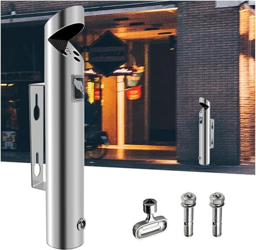 GUODDM Wandaschenbecher Für Draußen, Aschenbecher aus Edelstahl, Wand-Aschenbecher Edelstahl Outdoor Zigaretten-Aschenbecher Creative Public Smokeless Ash Tray Smoking Receptacles Abschließbar(Q1)