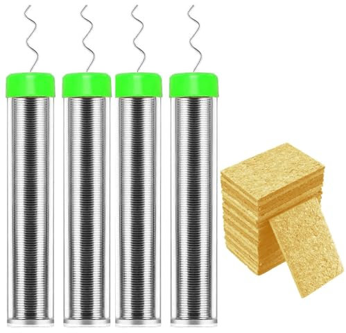 Lötzinn 0.8mm, 5g Lötzinn Bleifrei mit Kolophonium kern, 20pcs Lötspitze Reinigungsschwamm, Solder Wire, Lötdraht für die Reparatur und den Heimwerker von Elektronischen Elektrischen Lötkomponenten