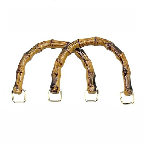 SMTCM Borsa in bambù, 2 pezzi, in finta bambù, con manico, in legno, con manico corto, per borse, per la produzione di borse, borse all'uncinetto, fai da te (10,5 x 9 cm, forma a U