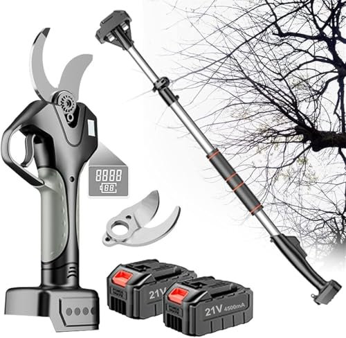 Forbici elettriche da Giardino,Cesoie da potatura per giardinaggio,45mm Forbici Potatura a Batteria,LCD,Batterie di Litio da 1500mAh, Forbici Potatura Elettriche da Cesoie Olivo Vigneto(1 Battery)