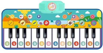 Fenteer Klaviermatte, Musikmatte für Kinder, 14 Tasten, Geburtstagsgeschenk, Lernspielzeug, Spielmatte für Erwachsene im Alter von 1 2 3 4 5 Jahren, Dinosaurier