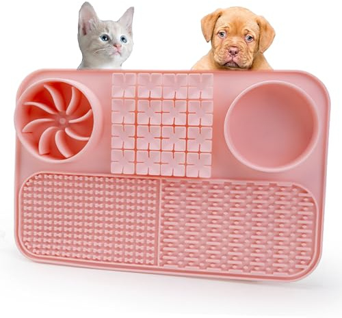WorLin360 Futternapfmatte für Haustiere, Futternapf, Trinknapf, Hunde und Katzen, Matte für Tiernahrung, aus Silikon, BPA-frei, rutschfest, für verschiedene Mahlzeiten, Rosa