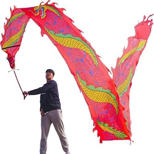 CukUJH Dragon Belt Streamer, 3D Red Dragon Silk Fluttering Ribbon, Kung Fu Dance Dragon Silk Poi, for Play/Fitness Parent-Child Play Item Outdoor Park(8m/26ft)