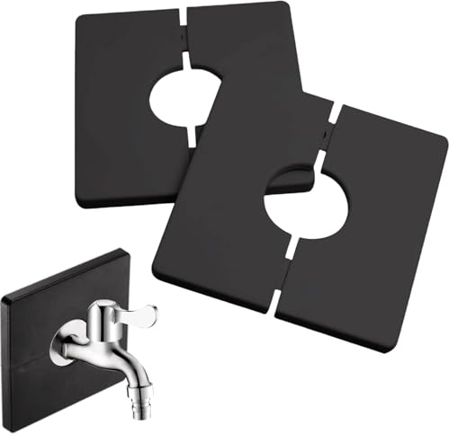 JAONLD 32MM Noir Rosace Mitigeur Douche Cache Tuyaux Carrés Autocollants | 2Pièces Plastique PVC Utilisé pour Couvrir les Fils Electriques, les Robinets, les Tuyaux et les Trous Dans les Murs