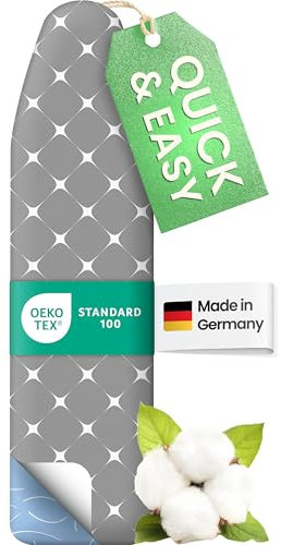 SimplySmooth Premium Bügelbrettbezug 120x40 I OEKOTEX100 I Made IN Germany I Bügeltischbezug I Komfortpolster I Bügelbezug für 115-122x35-40cm Bügelbrett Bezug für Dampfbügelstation I Größe M