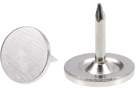 TA-VIGOR 25 Stück Schwerlast-Flachkopf-Reißnägel, Dekorative Pinnadeln für Wände, Möbel, Korktafeln & Bulletin Boards – 9.5mm x 10mm Polsternägel für Heim- und Bürogebrauch & DIY, Silber