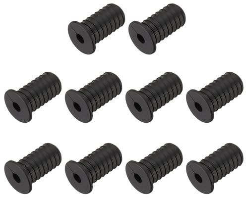 sourcing map 10Pcs Wall Grommets for Cables, 3/4(19mm) Silicone Cable Wall Bushing Feed Through Cable Routing Kit with 7mm Hole Accessories Pass Through for Ethernet, Black with Thread
