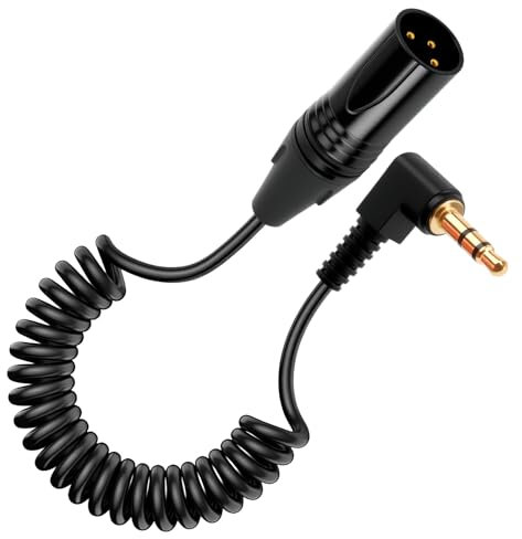 Hemlosk Cable XLR Macho a Jack, Cable Microfono Jack, Conector XLR de 3 Pines a 3,5 mm, 90 Grados TRS, para Portátil, MP3, Micrófono, Altavoz, Amplificador, Equipo de Sonido, 50 cm