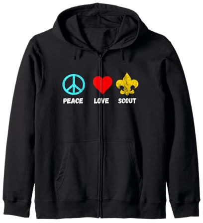 Campeggio Scout Giglio Peace Love Scout segno simbolo Felpa con Cappuccio
