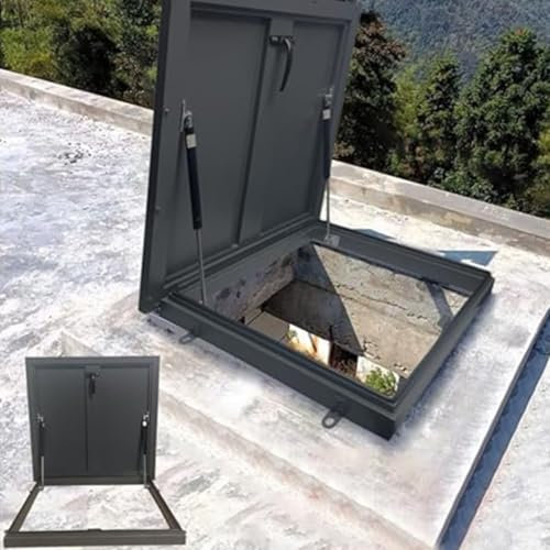 Dachlukentür mit Stützstangen und Griff, wasserdichter Notfall-Zugangsdeckel für Dachboden, Schacht und Keller
