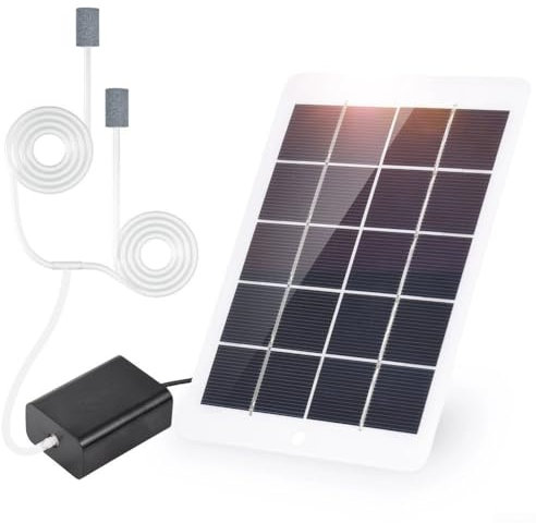 Bomba de oxígeno del panel solar de 3W 5V, aireador de estanque accionado solar con piedras duales del aire y salida USB para el tanque de peces al aire libre