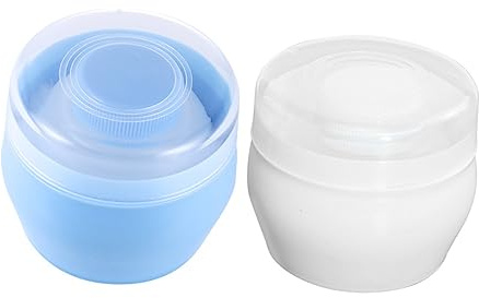 Milisten Tragbarer Babypuder Behälter mit Flauschiger Puderquaste Leerer Körperpuder Kasten für Neugeborene Leicht zu Dosieren Reise Satz für Sanfte Babypflege